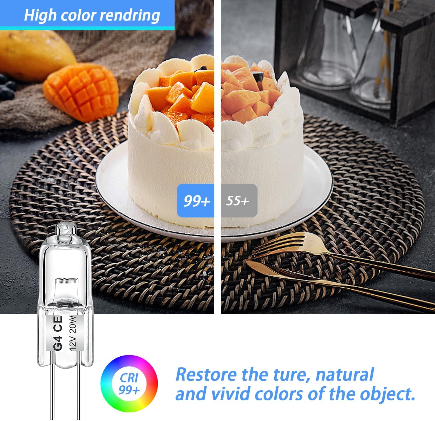 20W G4 Halogen Light Bulb 12V 2 Pin 10 Pack