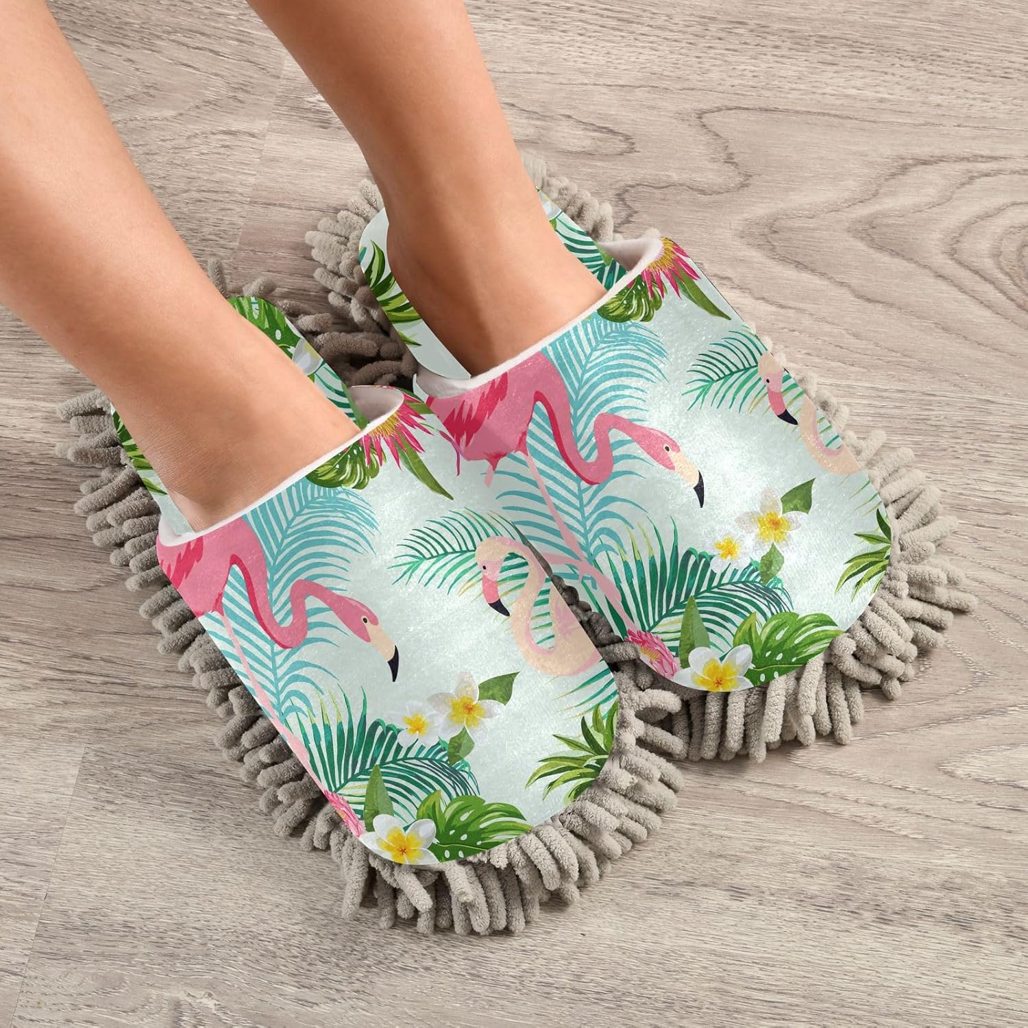 Sinestour Flamingo Mop Slippers for Floor Cleaning 1