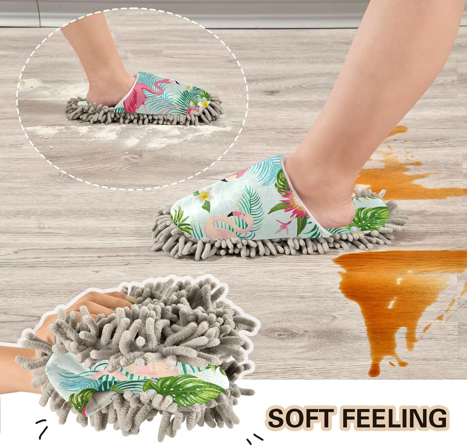 Sinestour Flamingo Mop Slippers for Floor Cleaning 1