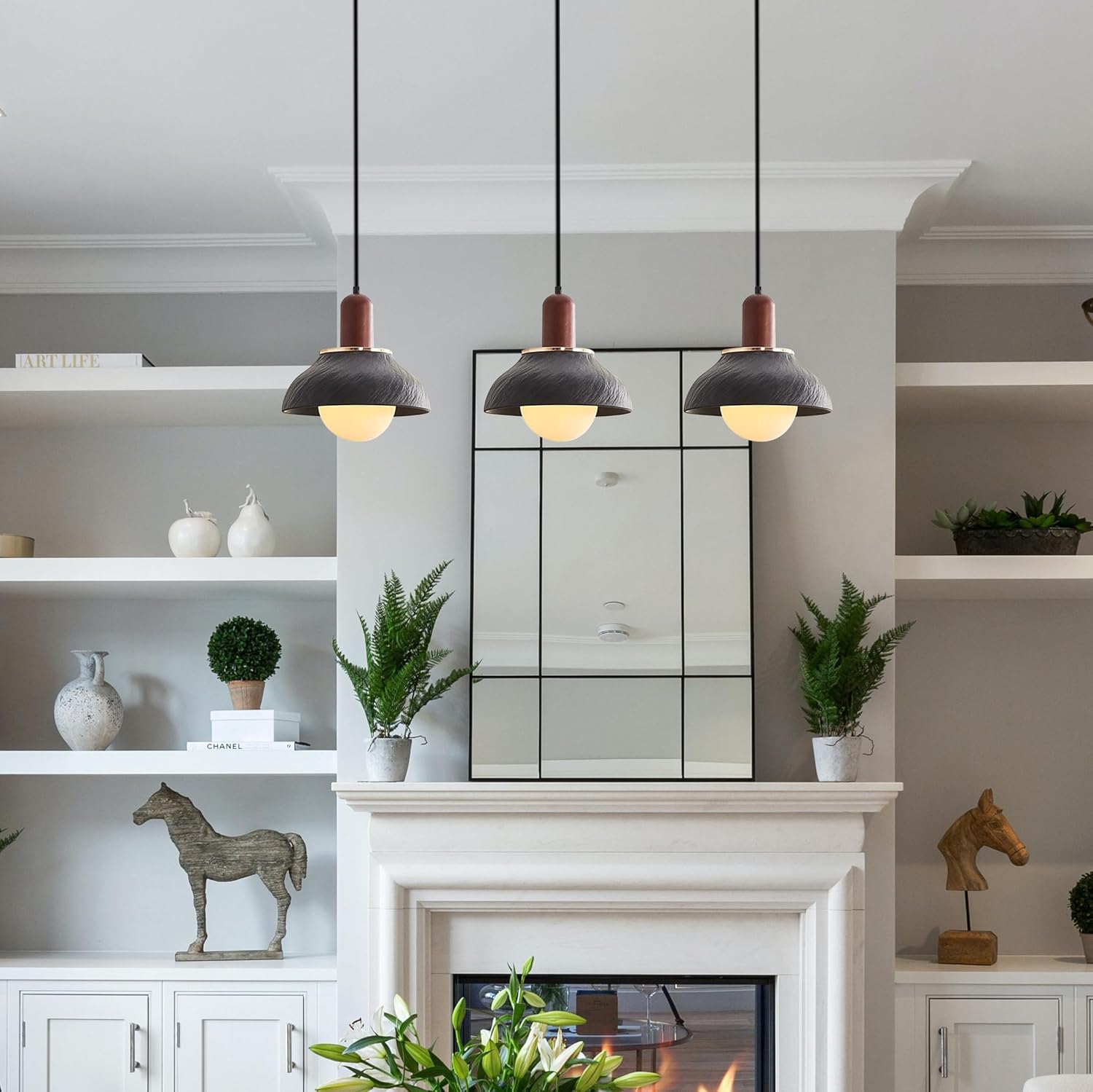 Kiven L Style 2-Wire Track Pendant Light with Black Ceramic Shade 1