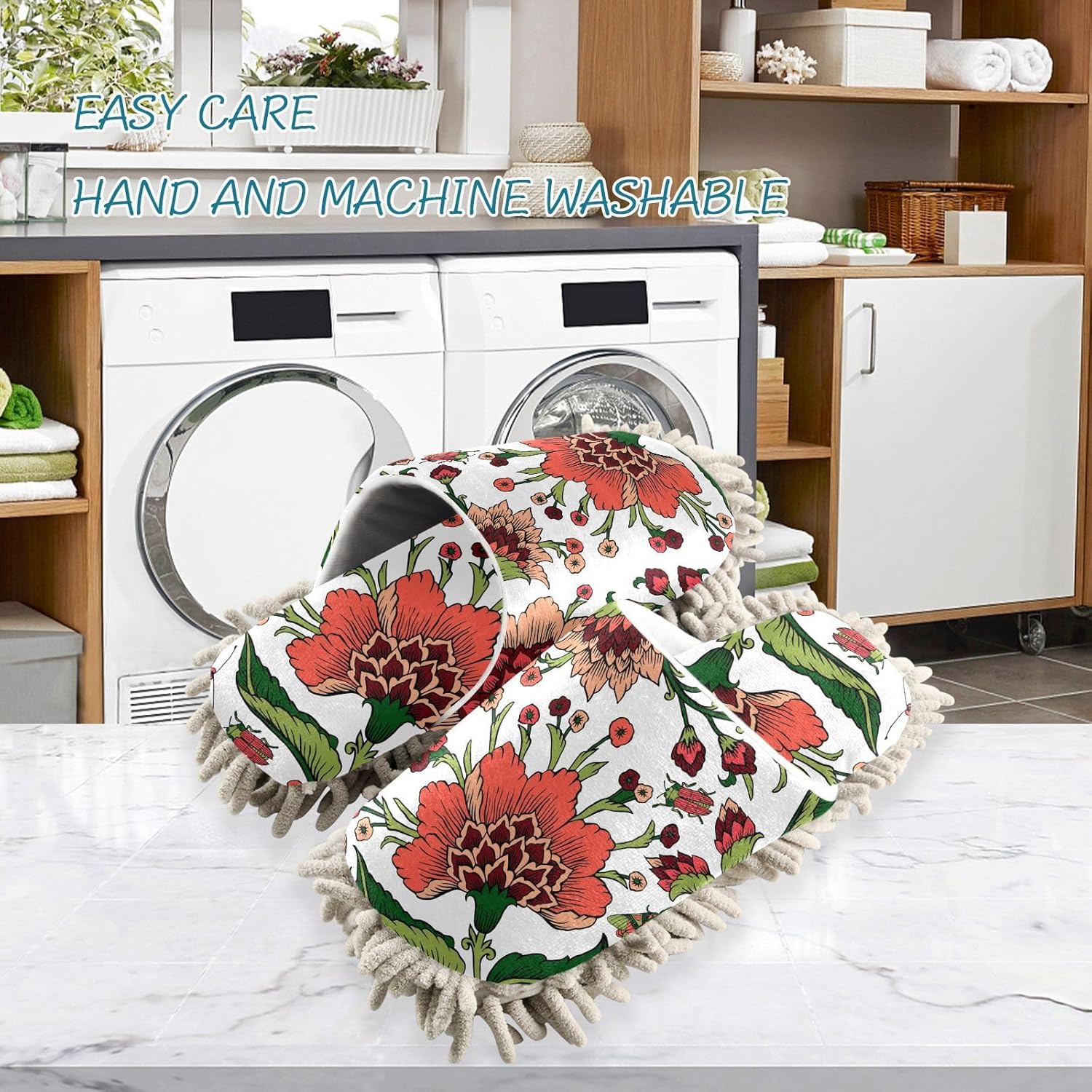 Sinestour White Mop Slippers for Floor Cleaning