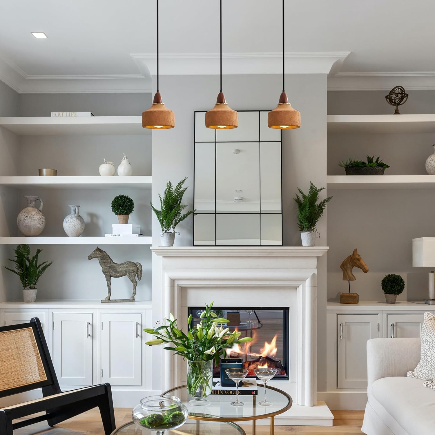 Kiven L Style 2-Wire Track Pendant Light with Brown Ceramic Globe 1