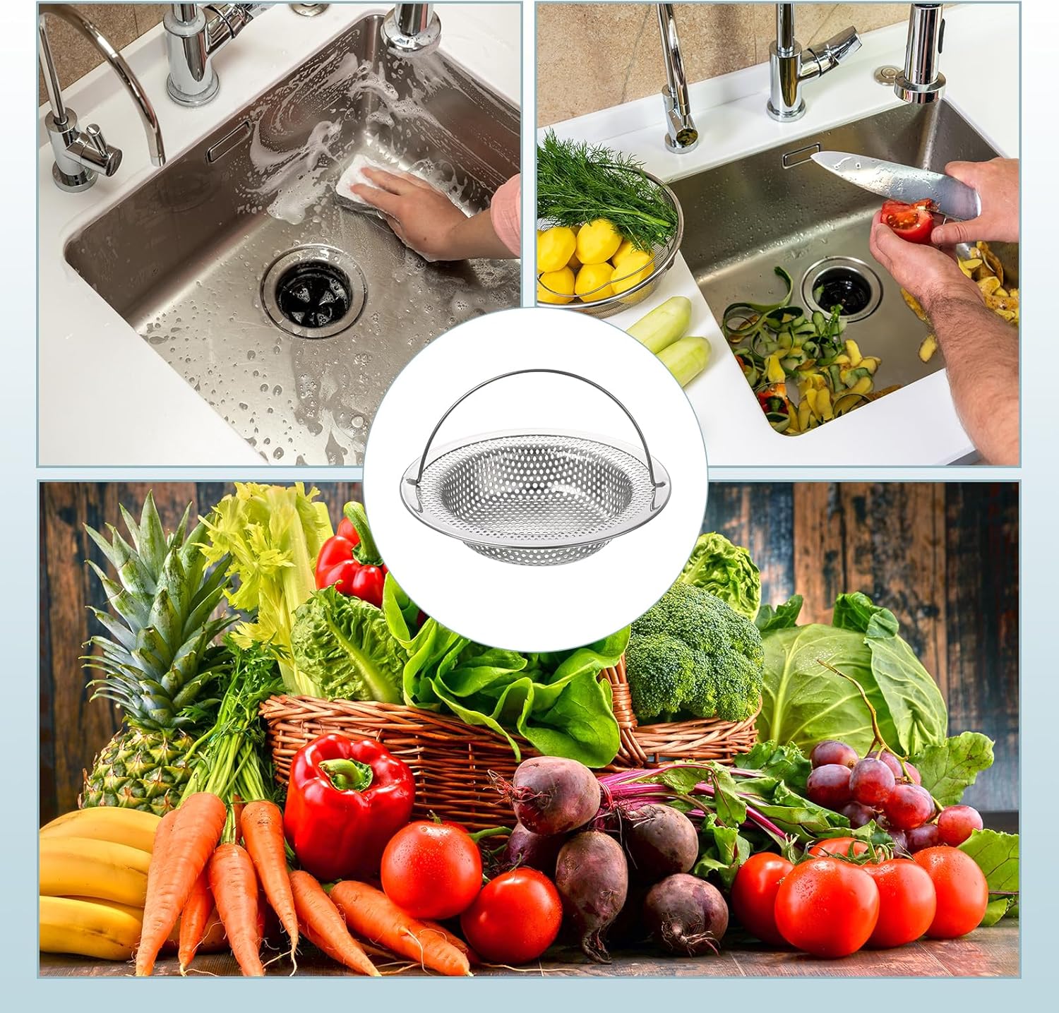 Uxcell Stainless Steel Sink Strainer with Handle 1