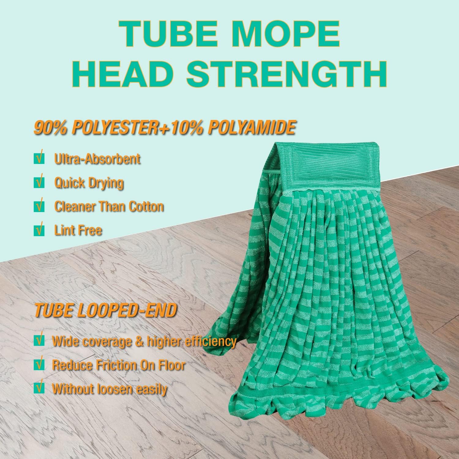DIRT RUSHER 2 Pack Microfiber Tube Mop Head Replacement