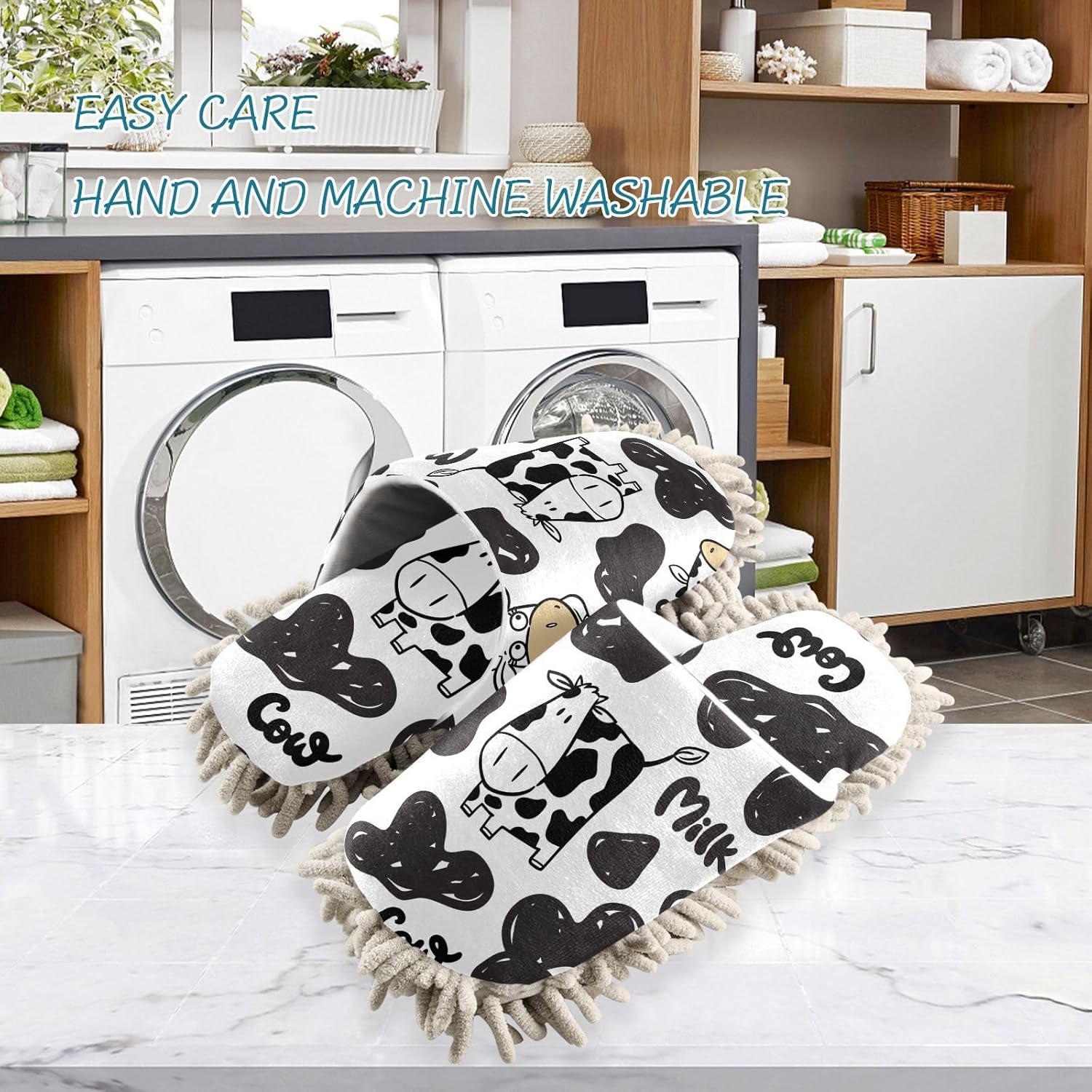 Sinestour Cow Mop Slippers for Floor Cleaning