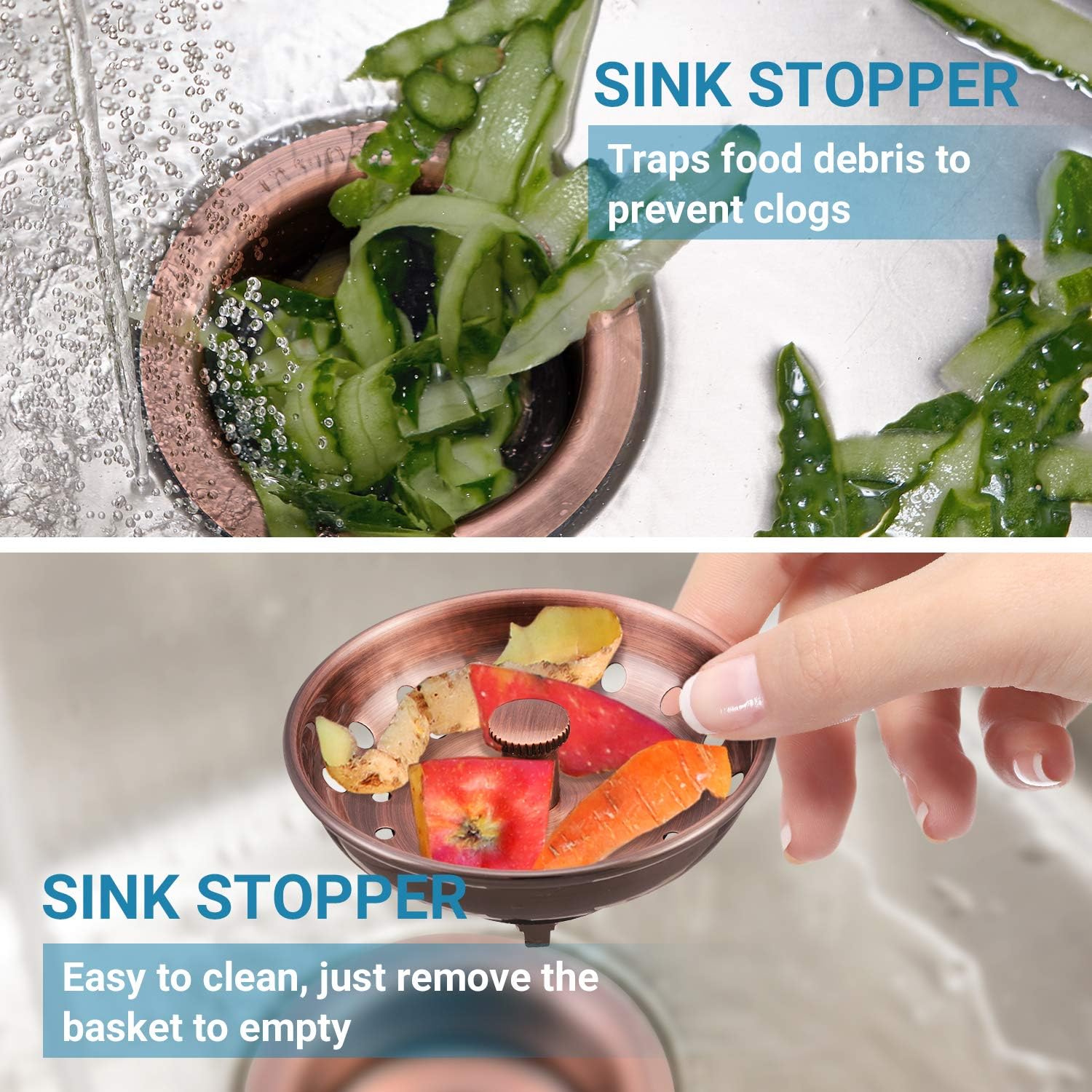 KONE Copper Sink Strainer Basket 2 Pcs 1