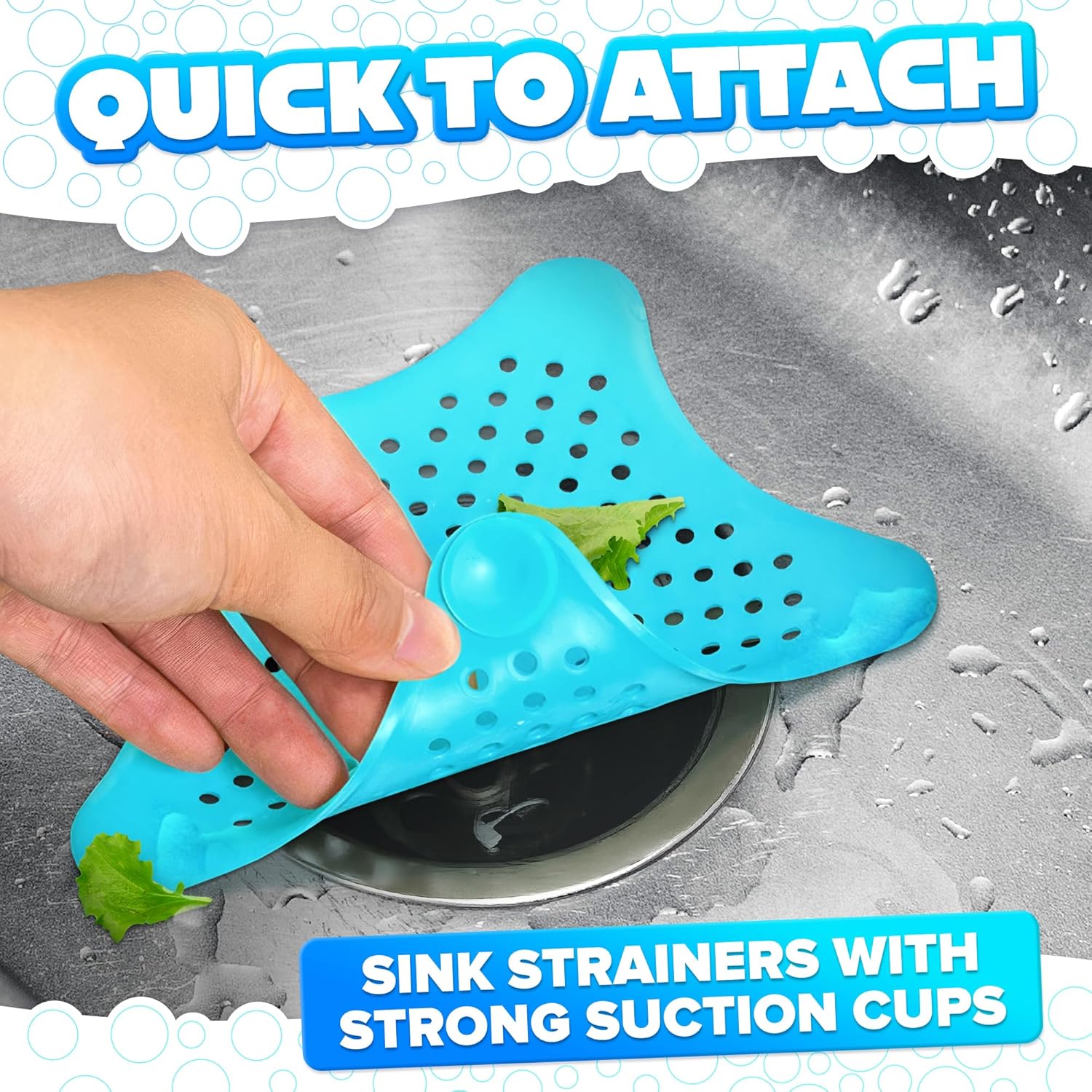 BURIUS 3Pcs Starfish Sink Strainers - Hair Catcher for Kitchen and Bath
