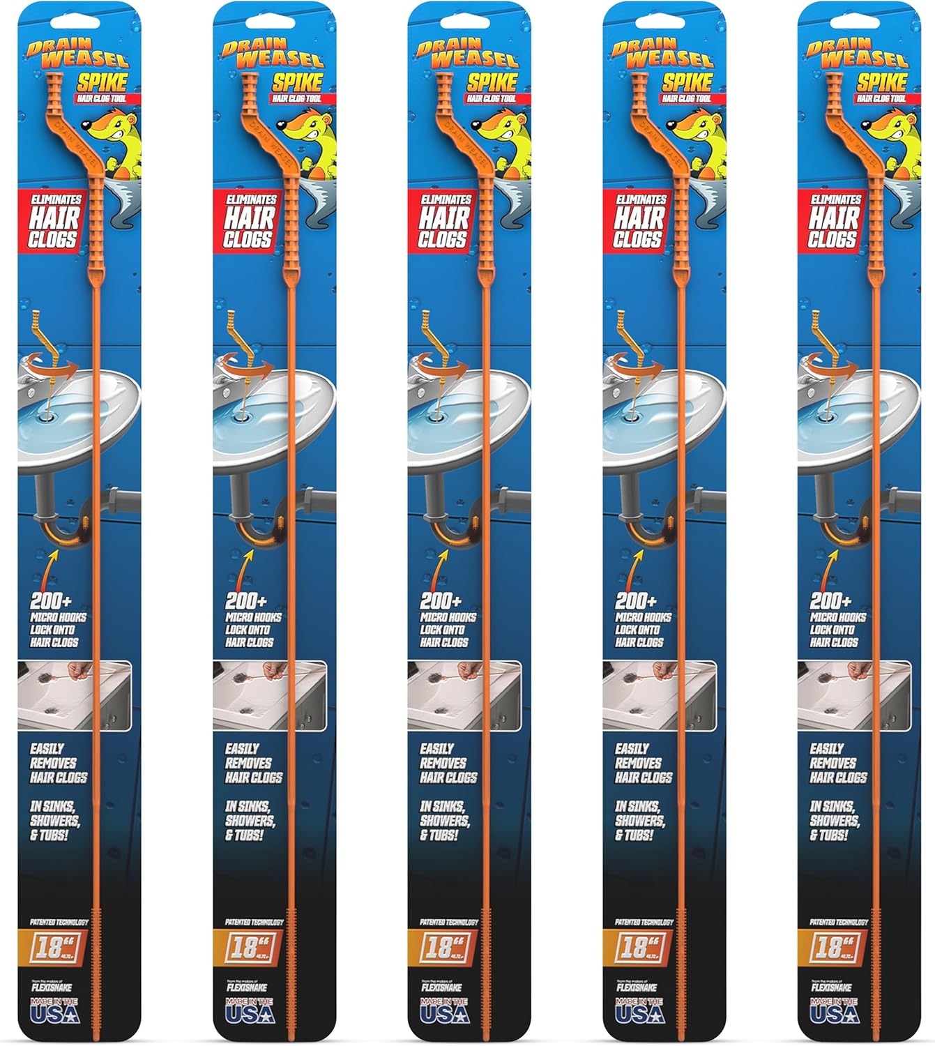 FlexiSnake Drain Weasel 18-Inch Hair Clog Remover
