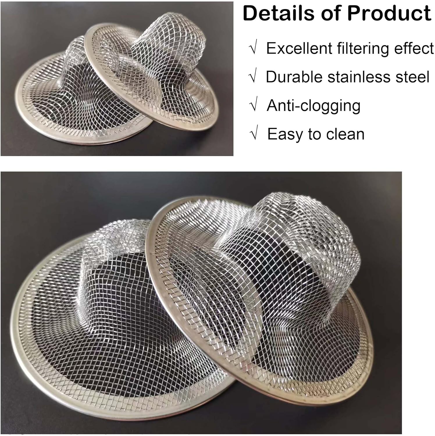 8PCS Metal Mesh Sink Strainer for Kitchen Bathroom