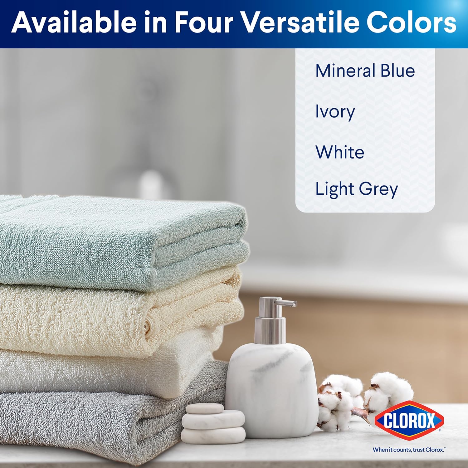 Clorox Bleach Friendly Bath Towels 2 Pack Light Grey