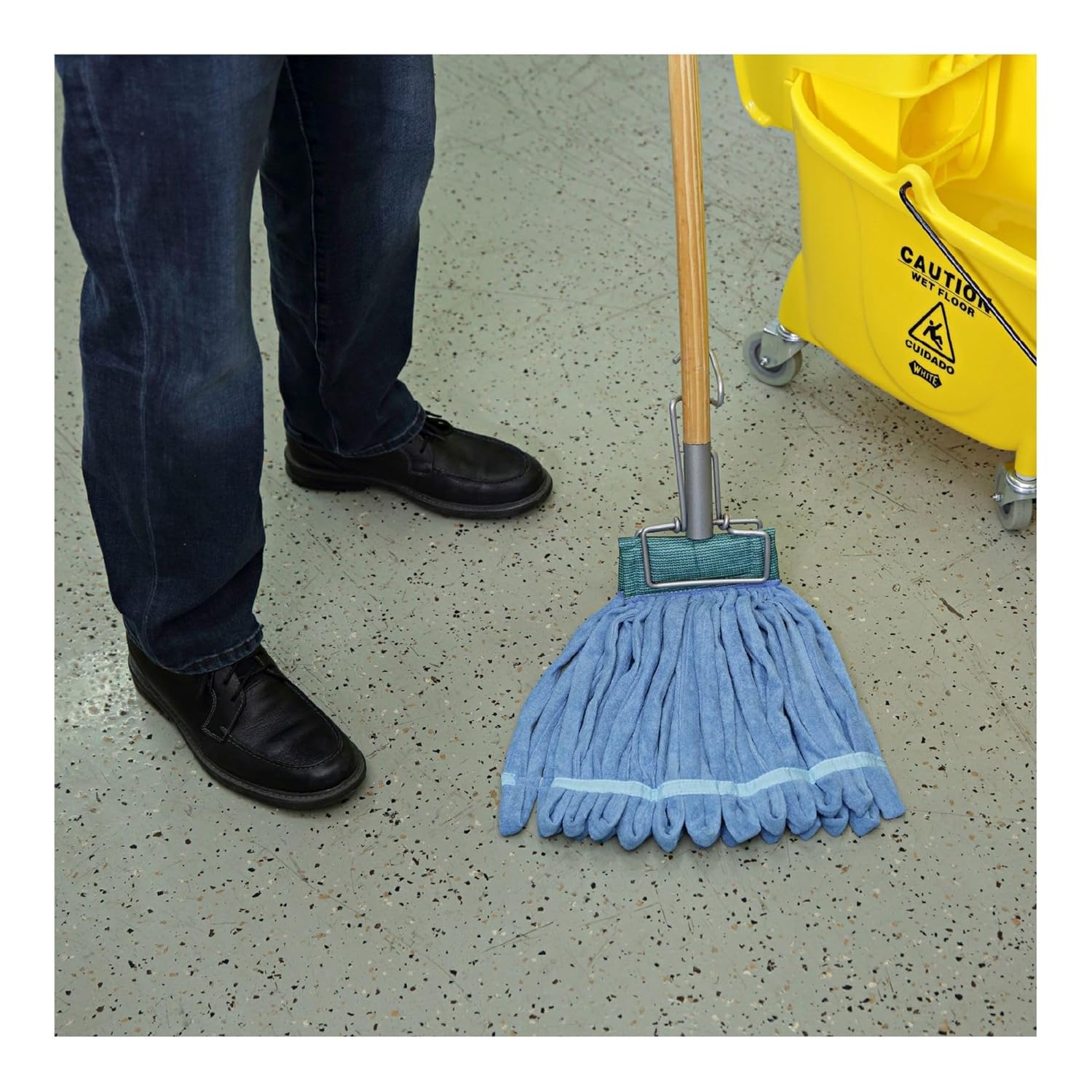 Boardwalk Microfiber Looped-End Wet Mop Heads - Medium Blue 12Carton 1
