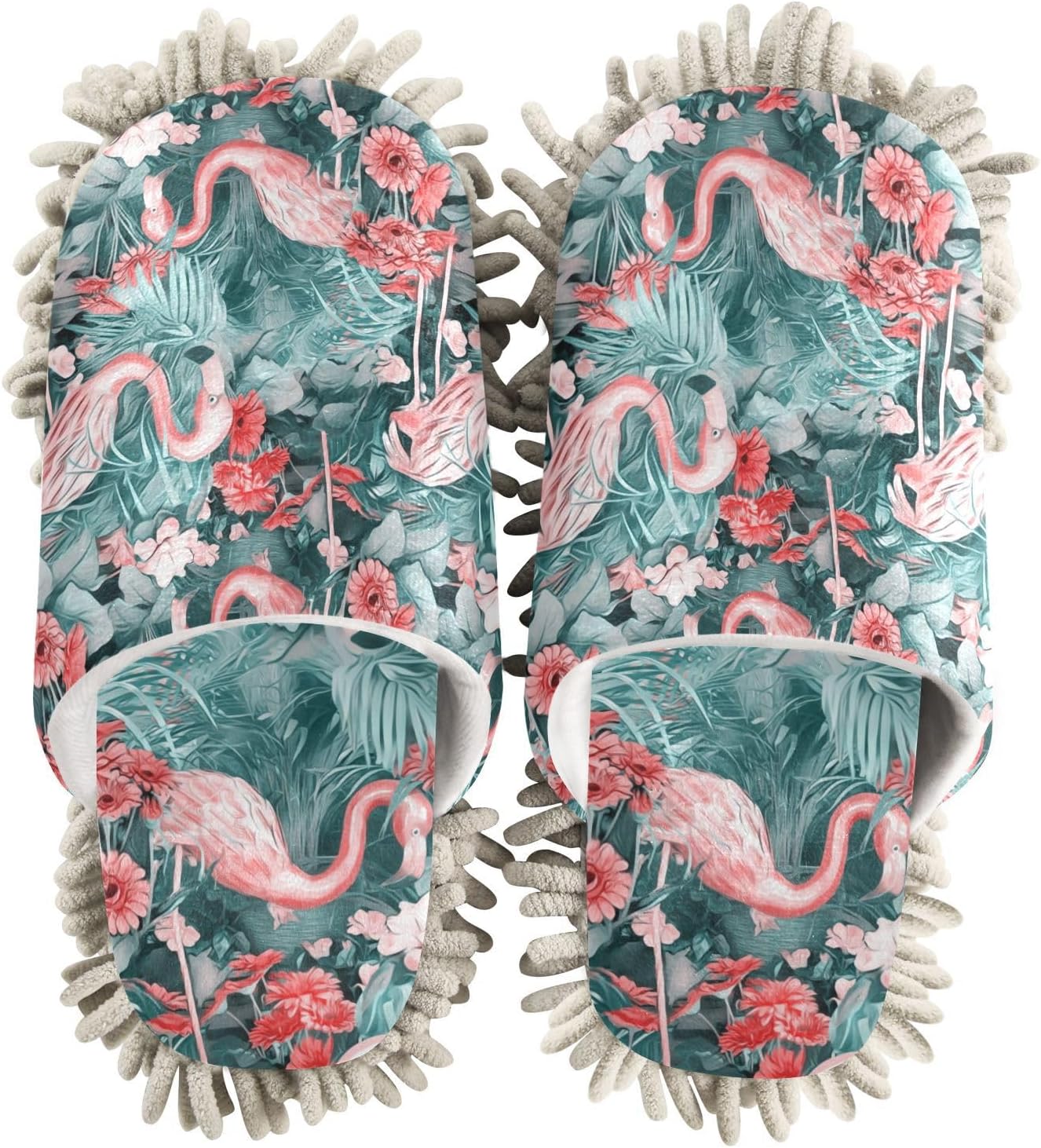 Sinestour Flamingo Pink Mop Slippers for Floor Cleaning
