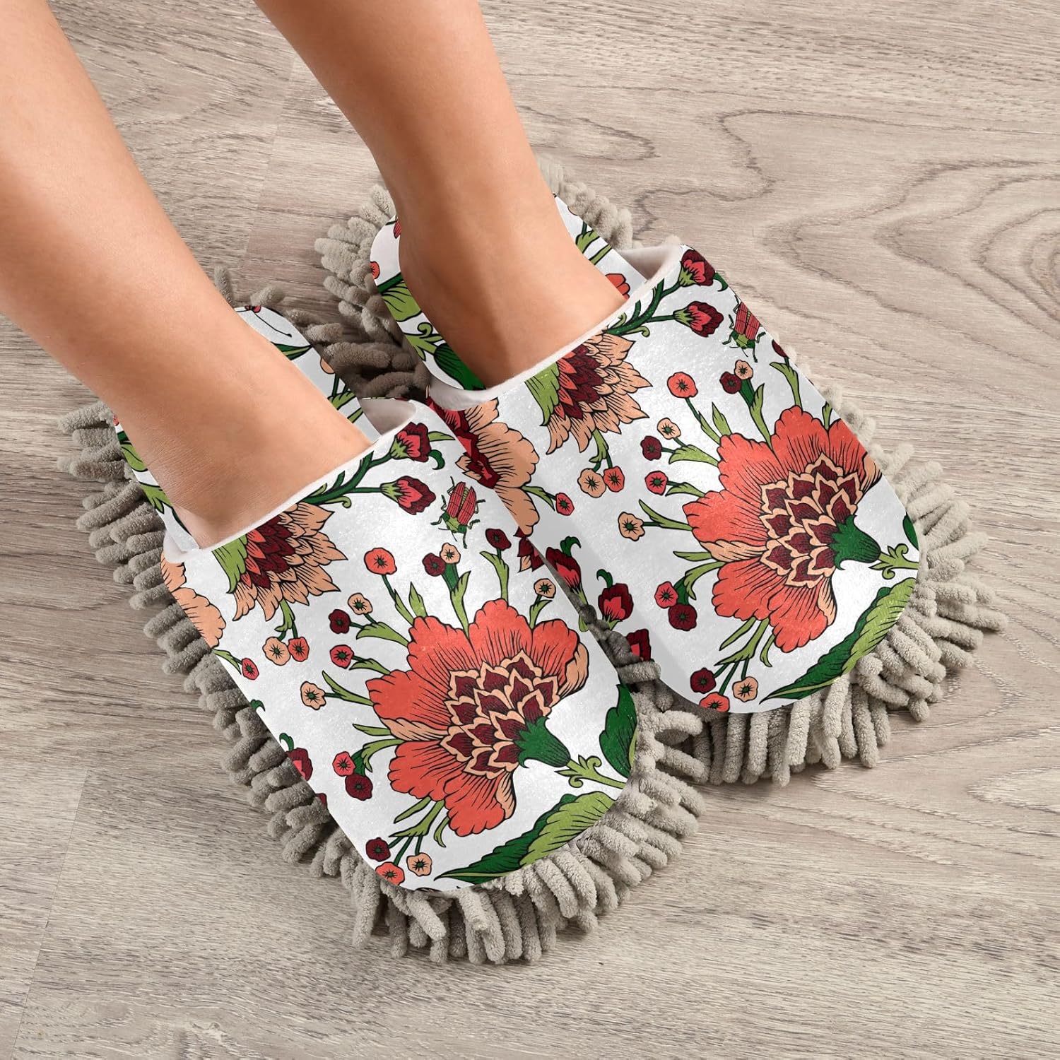 Sinestour White Mop Slippers for Floor Cleaning