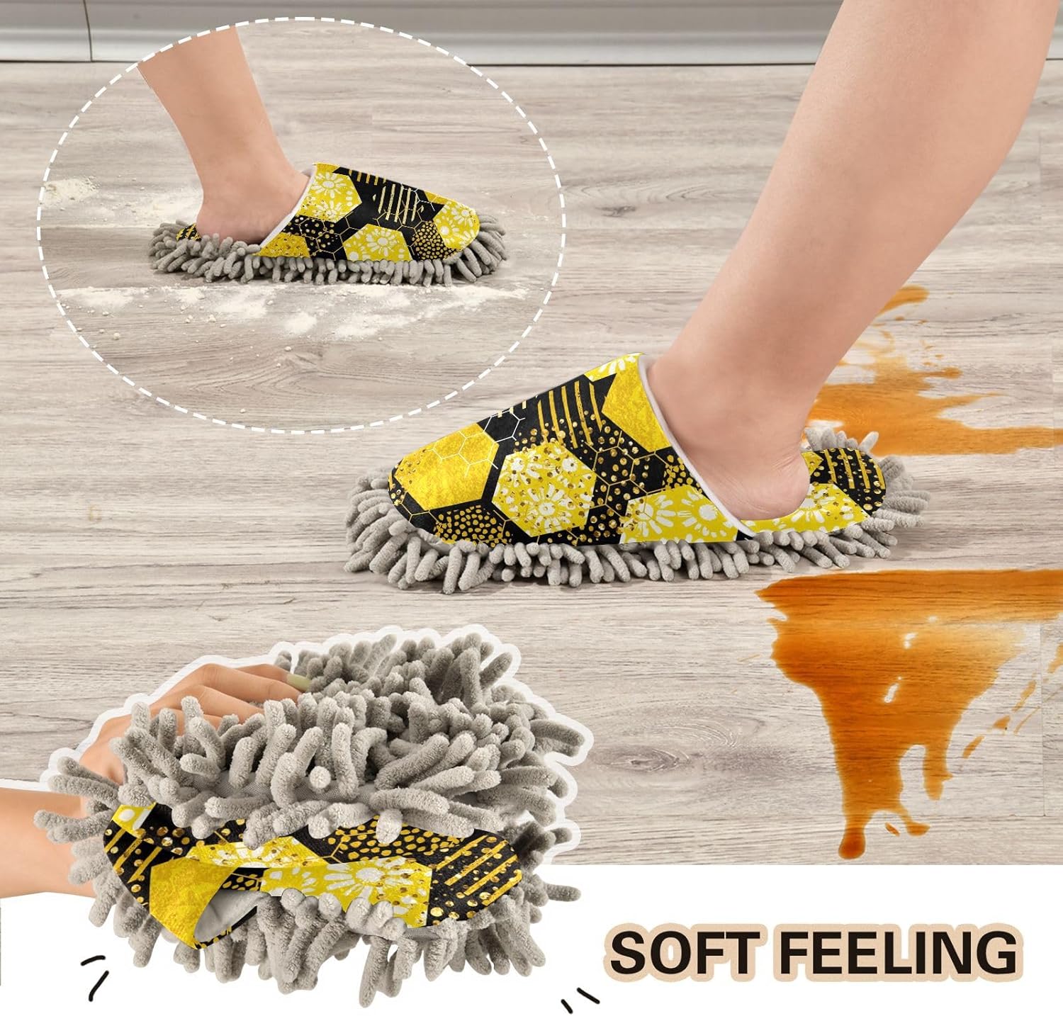 Sinestour Bee Mop Slippers for Floor Cleaning 1