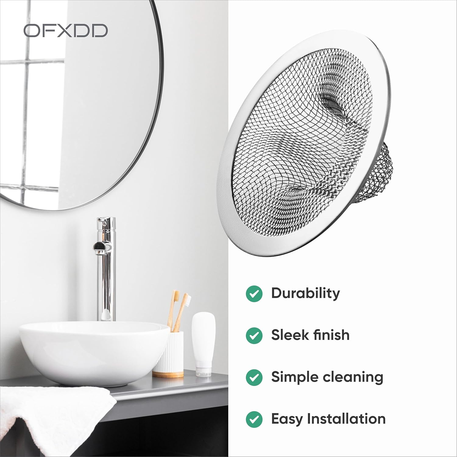 OFXDD Bathtub Drain Cover Hair Catcher 3 Inch 1