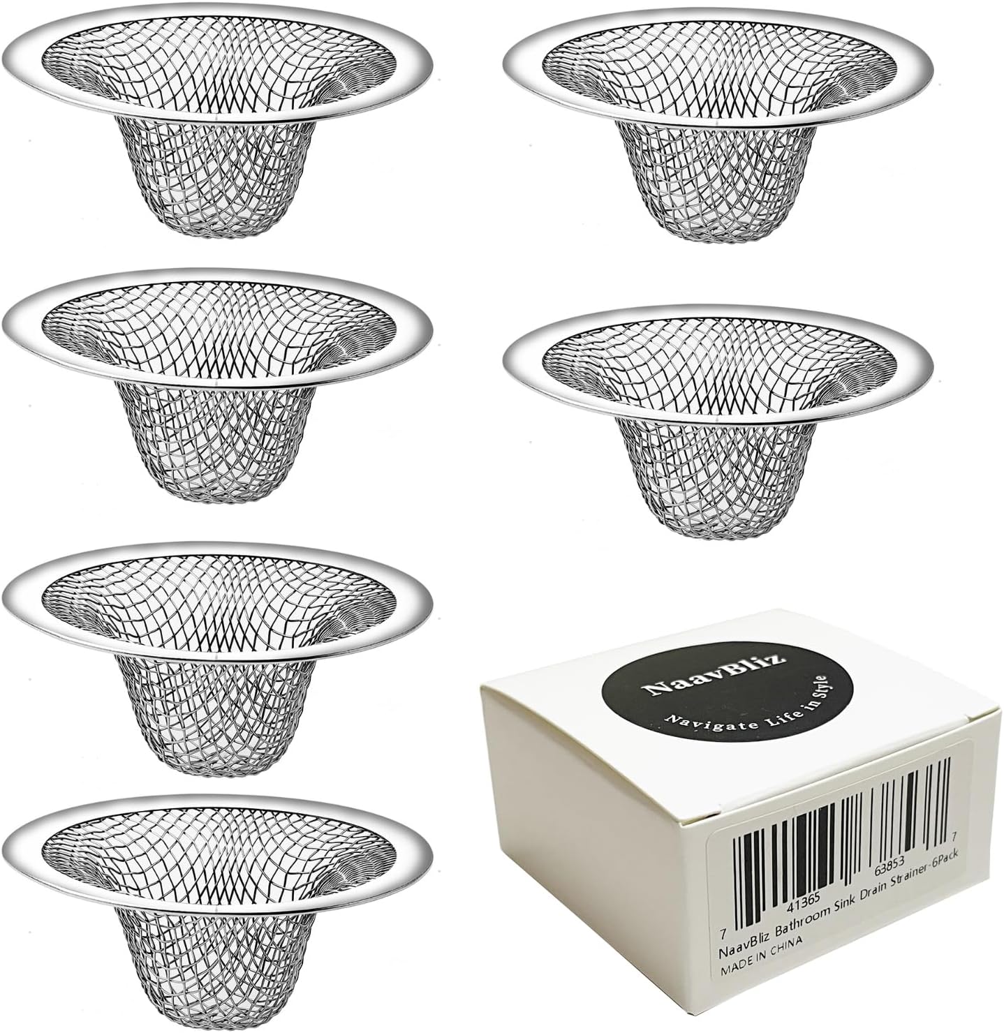6-Pack Bathroom Sink Drain Strainer - Hair Catcher Prevents Clogs