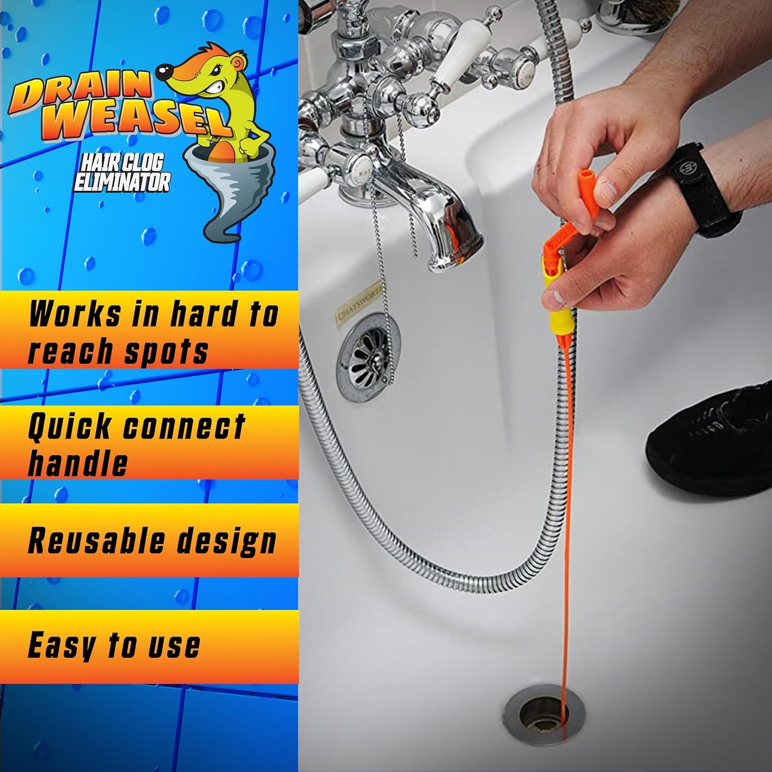 FlexiSnake Drain Weasel Tool with 5 Lemon Scent Pods