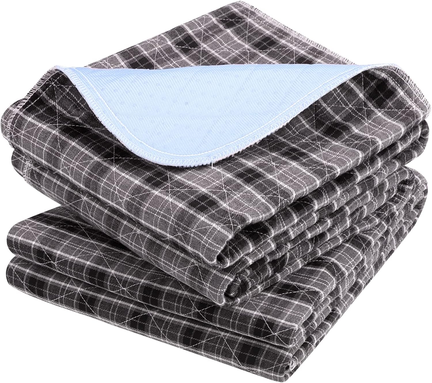 OUTCREATOR Washable Bed Pads 34x36 2-Pack Black Plaid