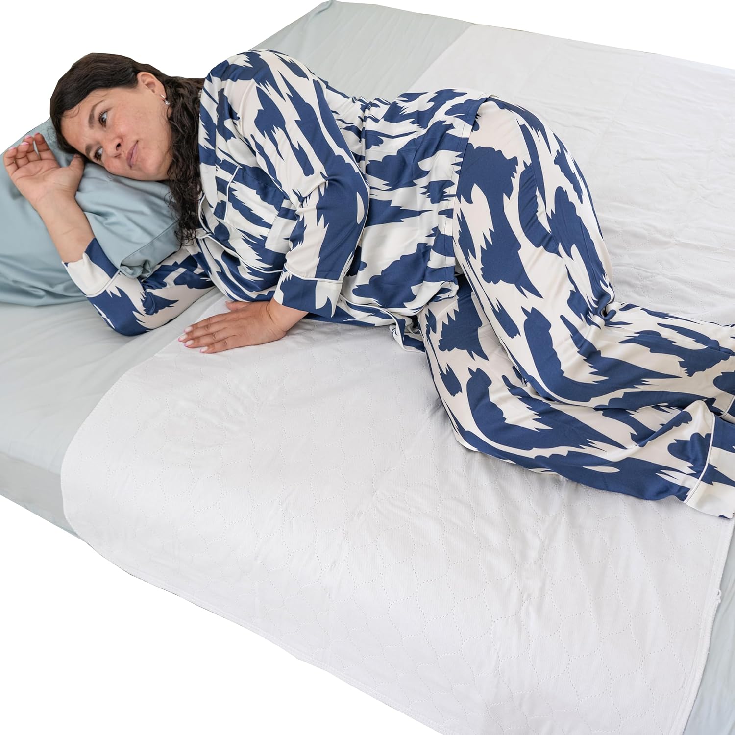 Careoutfit 100 Cotton Bed Pad - XXL 36 X 72 Blue Reusable Underpad
