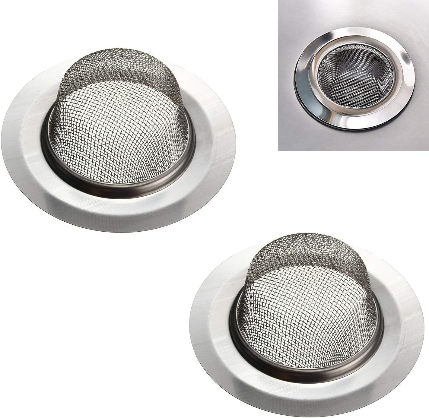 2 Pcs Stainless Steel Kitchen Sink Strainer 45 Inch Wide Rim