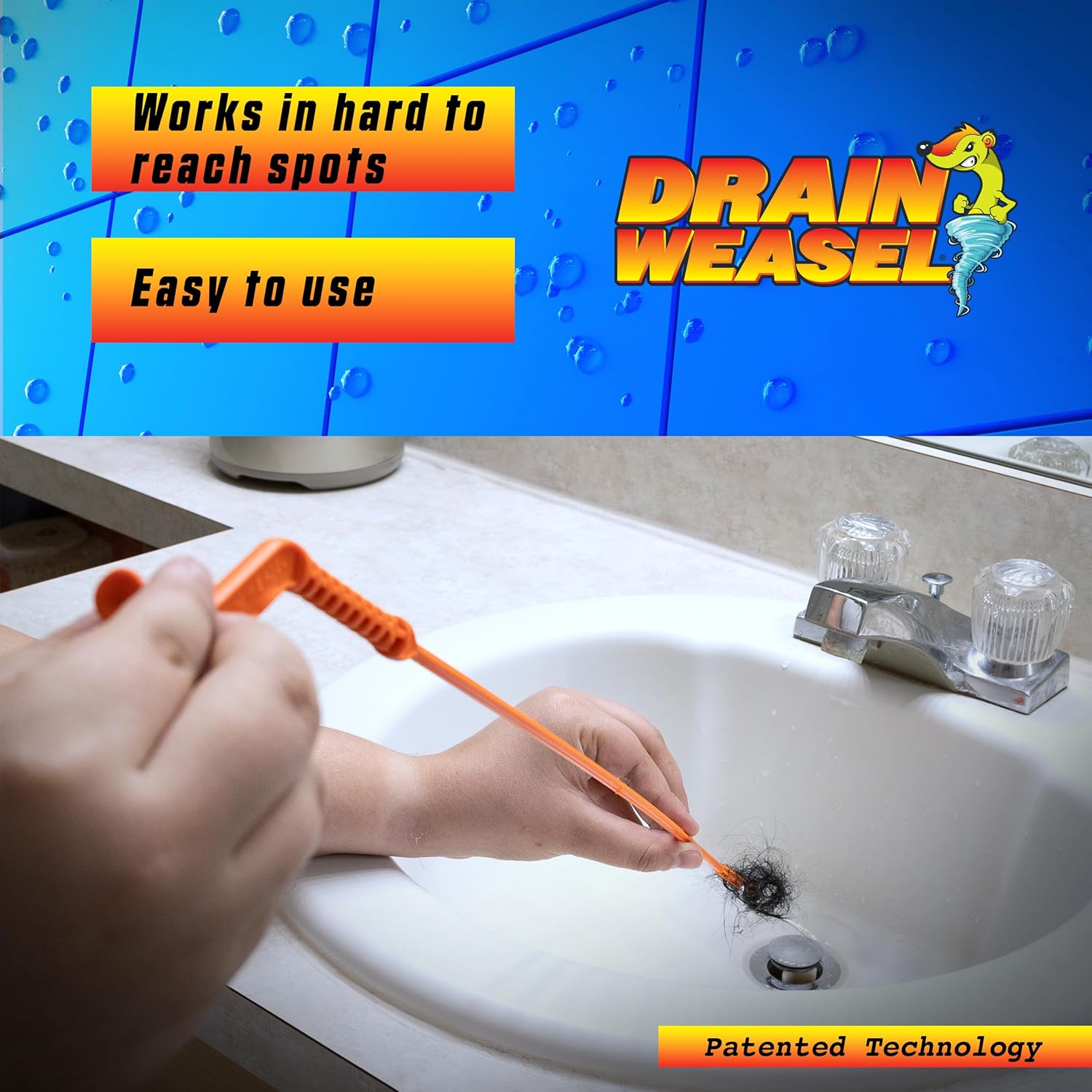 FlexiSnake Drain Weasel 18-Inch Hair Clog Remover