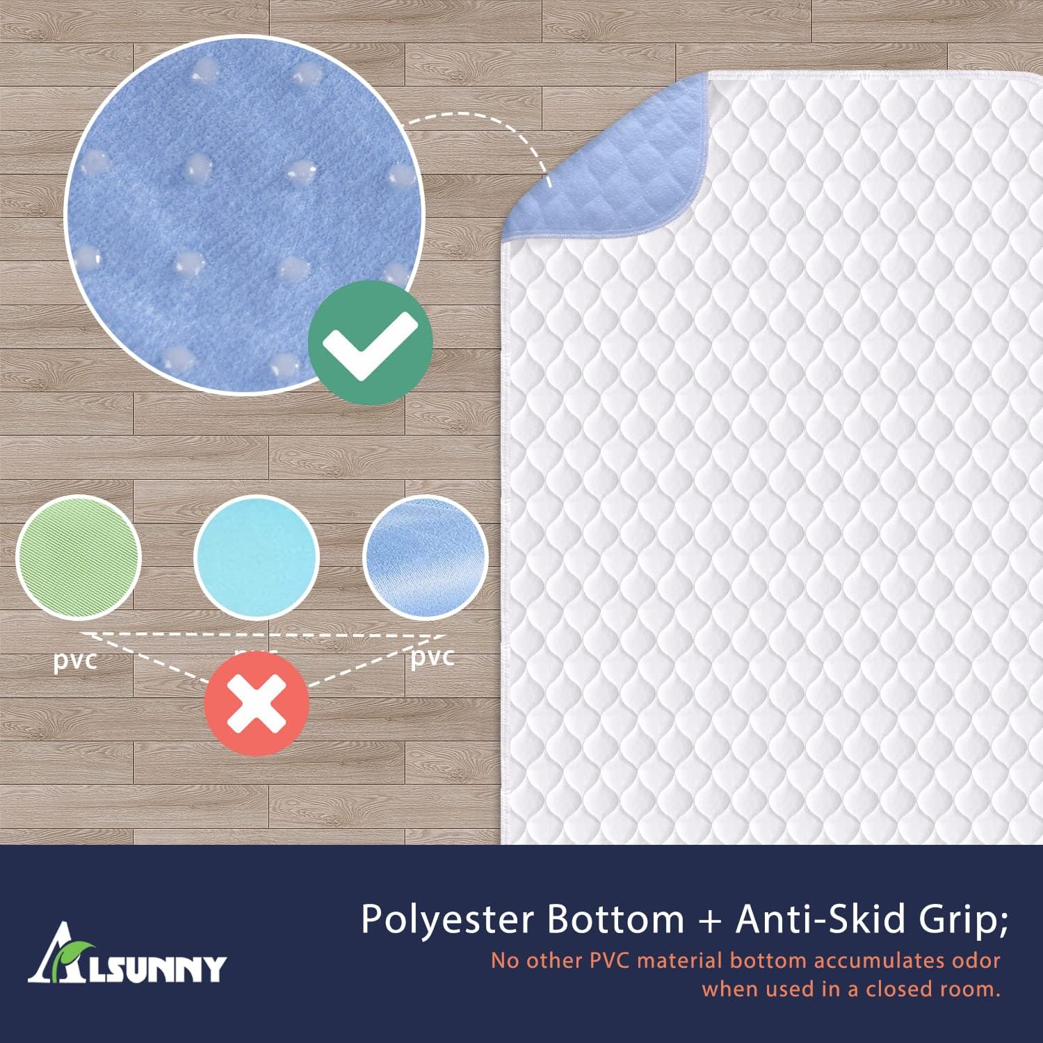 Alsunny Reusable Incontinence Bed Pads 2 Pack 34X52