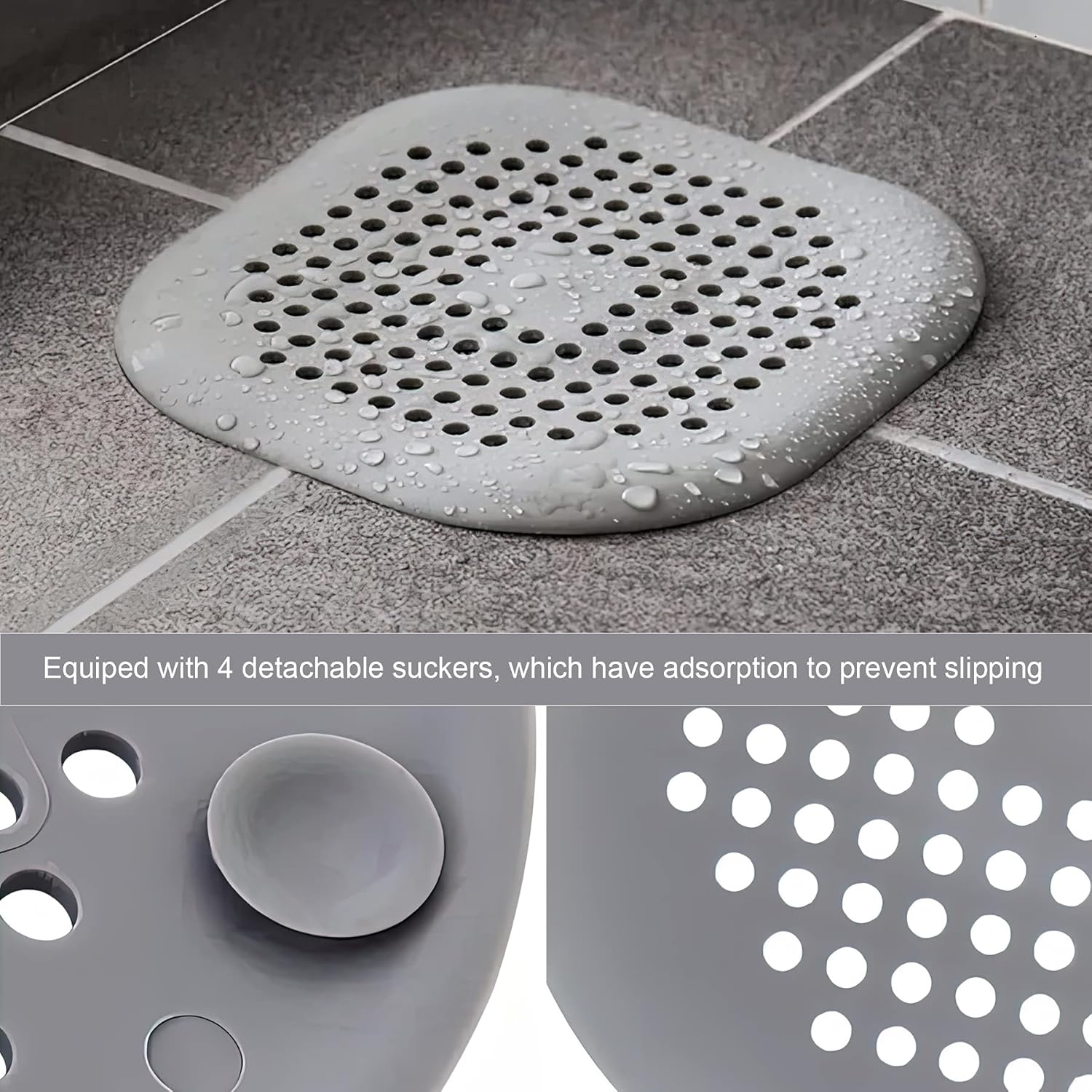 4 Piece Drain Covers Hair Stopper for Shower and Kitchen