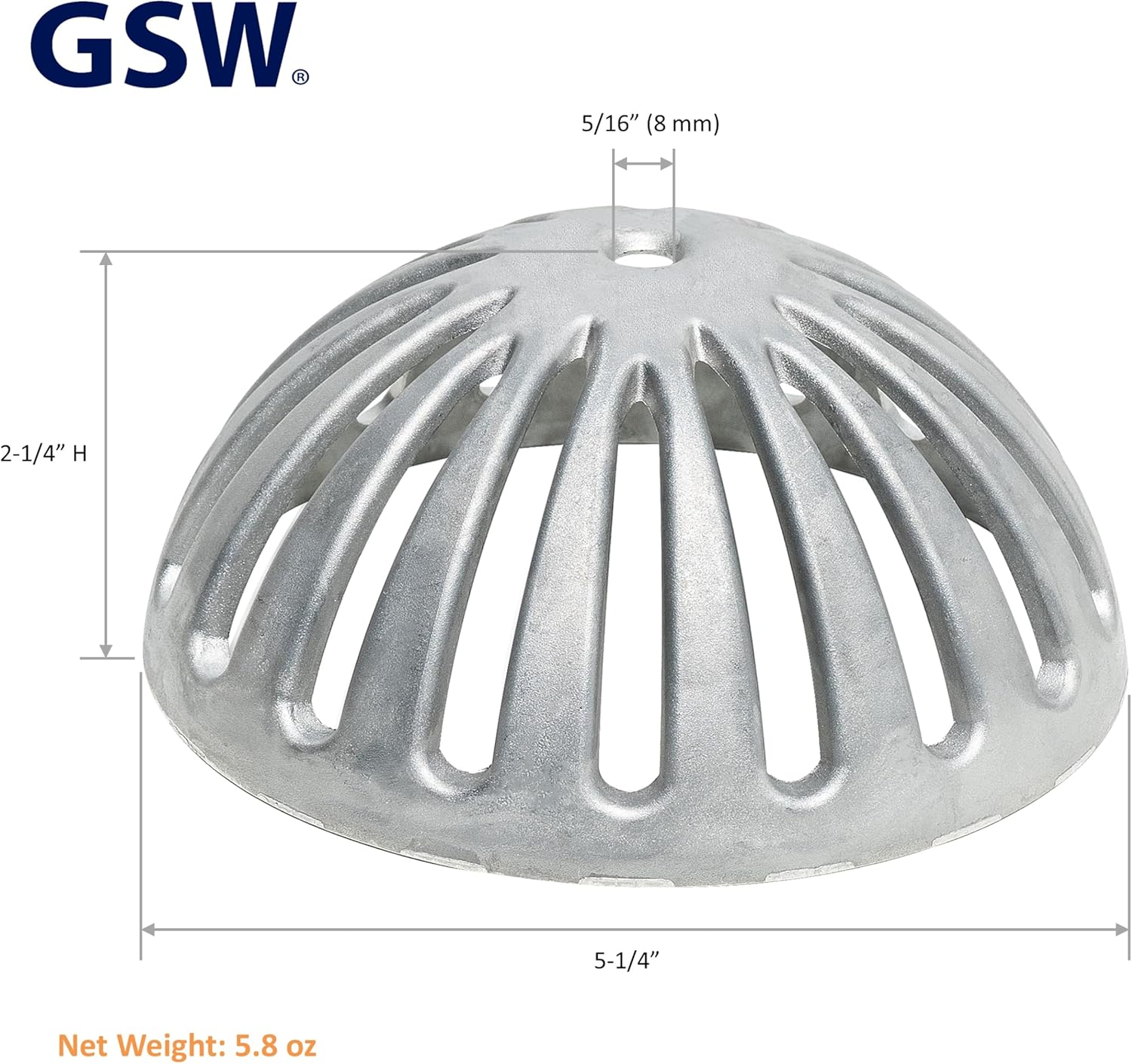 GSW Heavy Duty Aluminum Drain Strainer 5-14 Diameter
