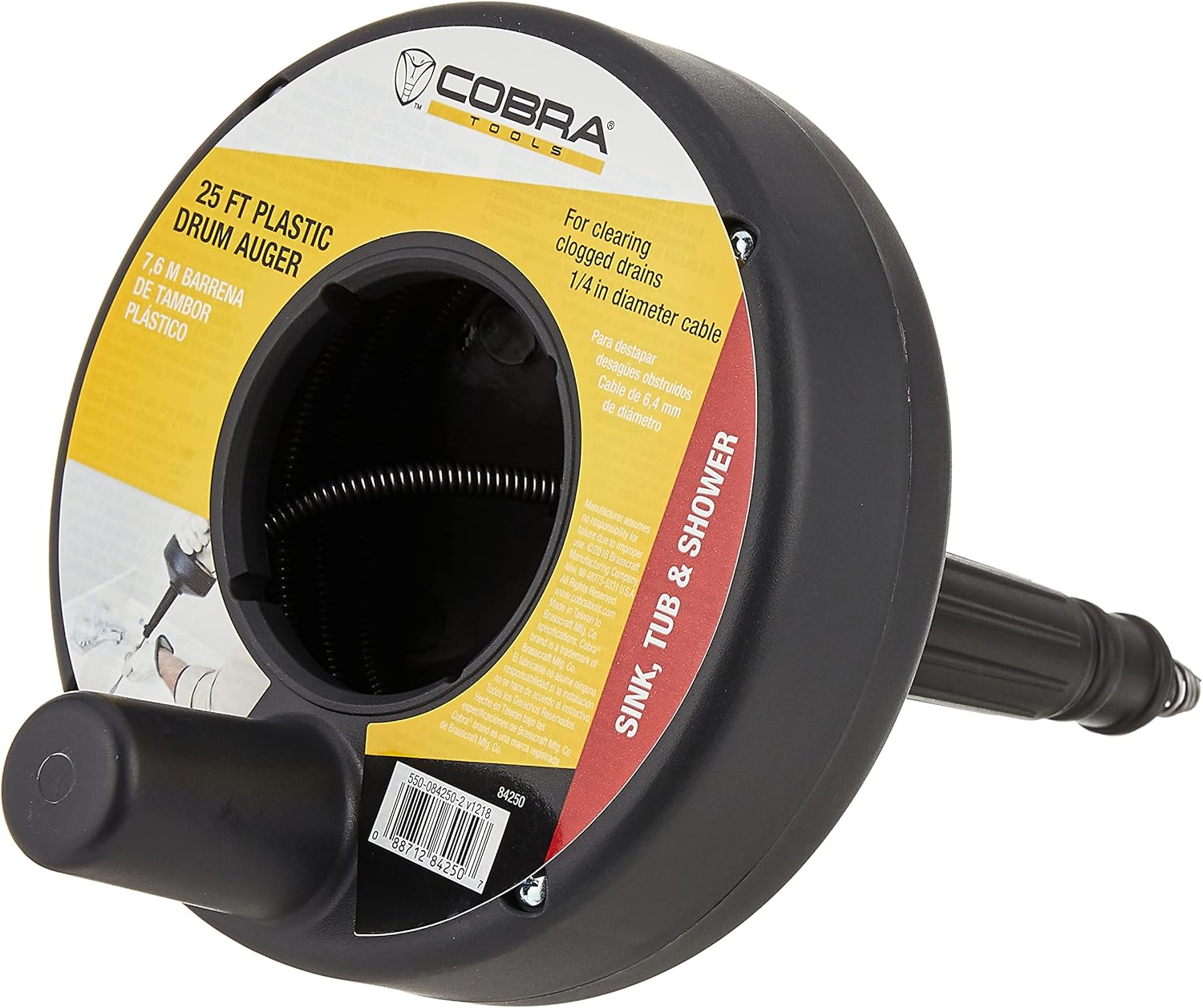 Cobra 84250 84000 Drum Auger 14 In X 25 Ft Black