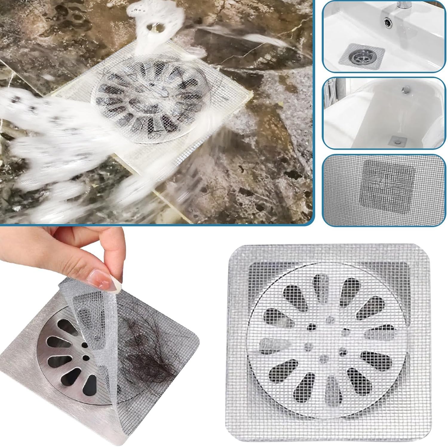 30PCS Disposable Hair Drain Stickers for Bathrooms and Kitchens