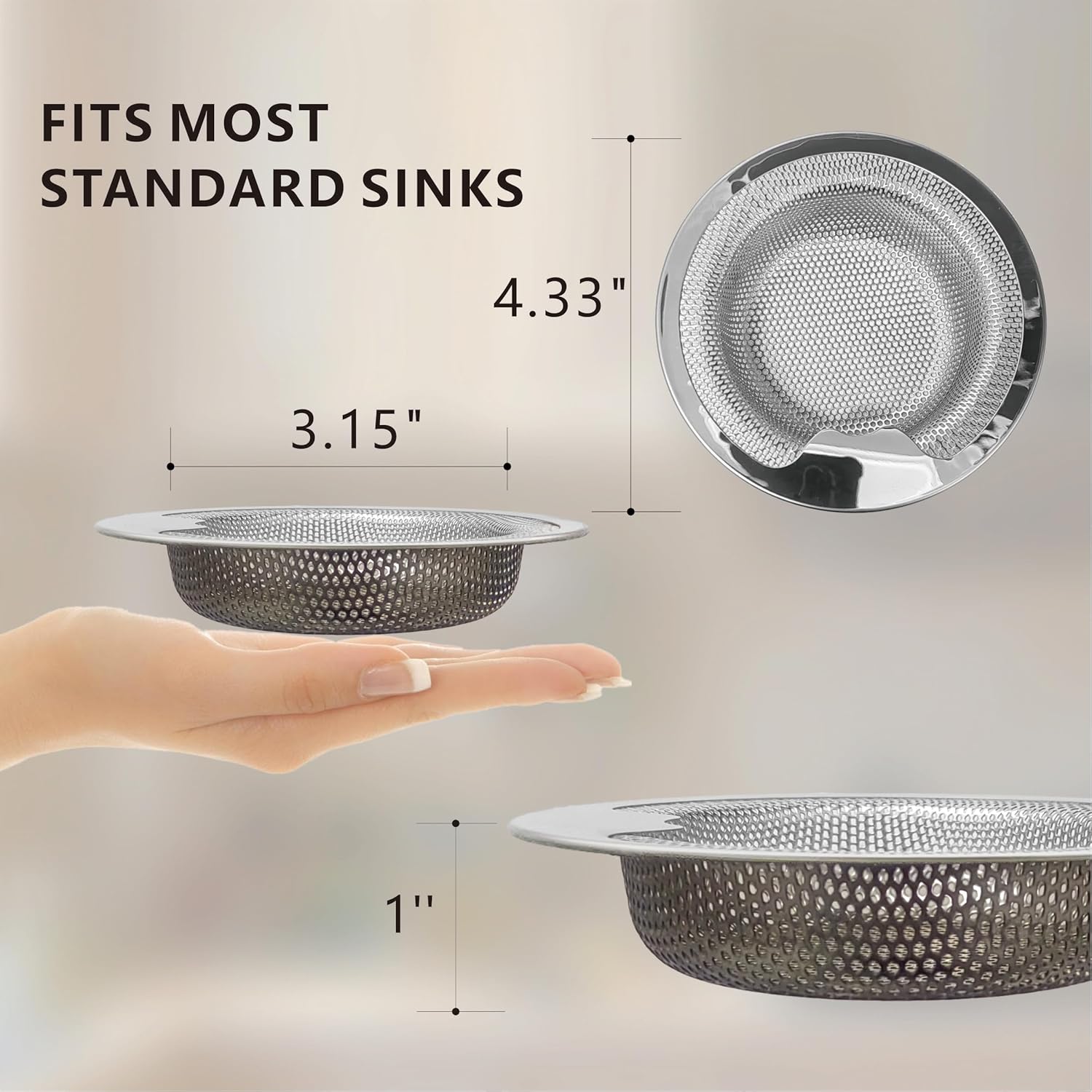 JATYP 2 Pack Stainless Steel Kitchen Sink Strainer with Upgrade Handle