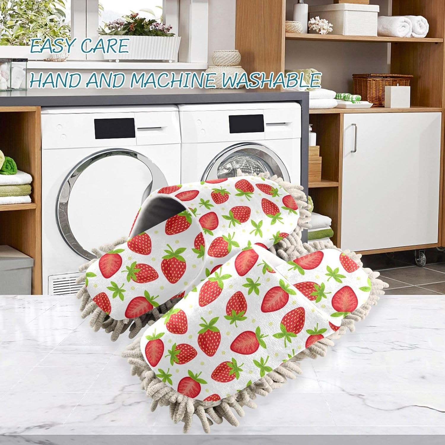 Sinestour Fruits Strawberry Mop Slippers for Floor Cleaning 1