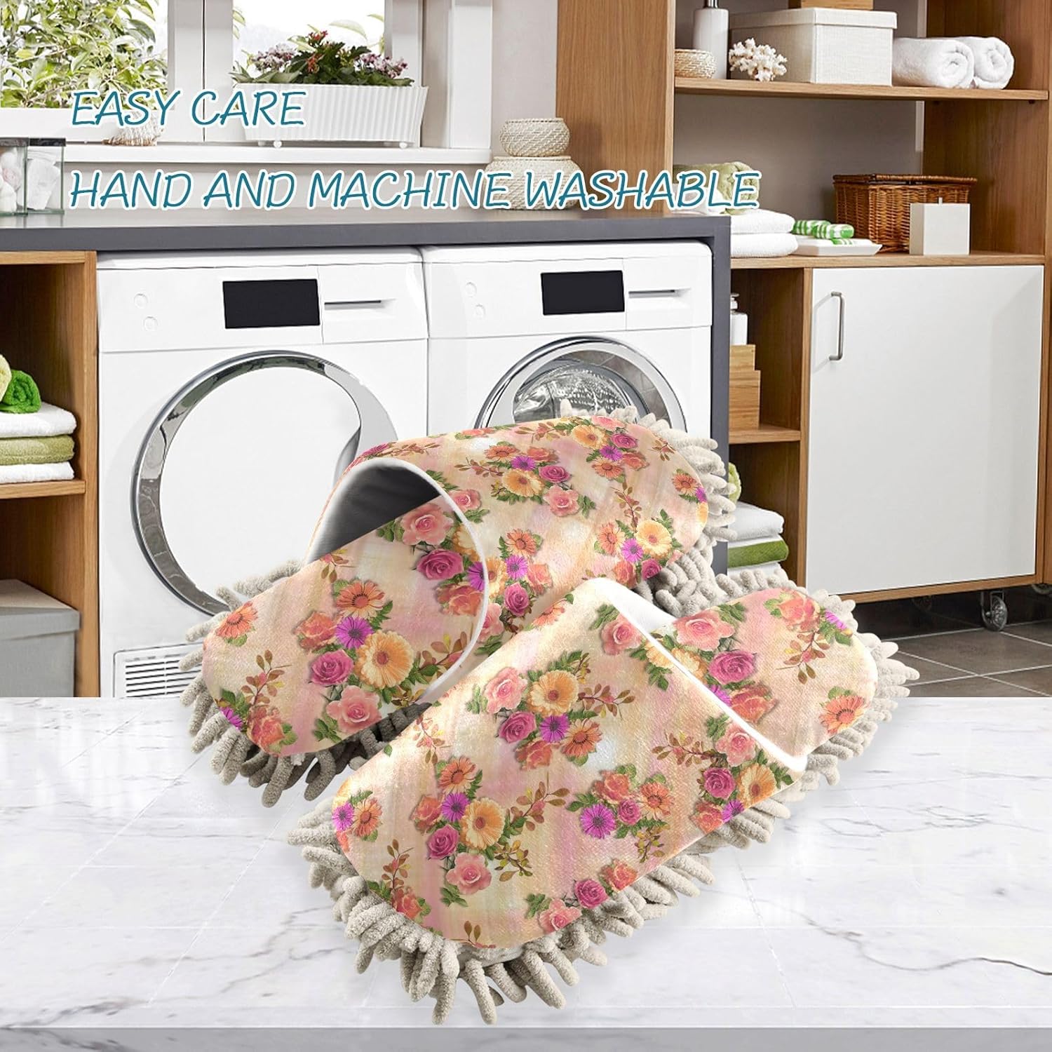 Kigai Microfiber Cleaning Slippers with Flowers
