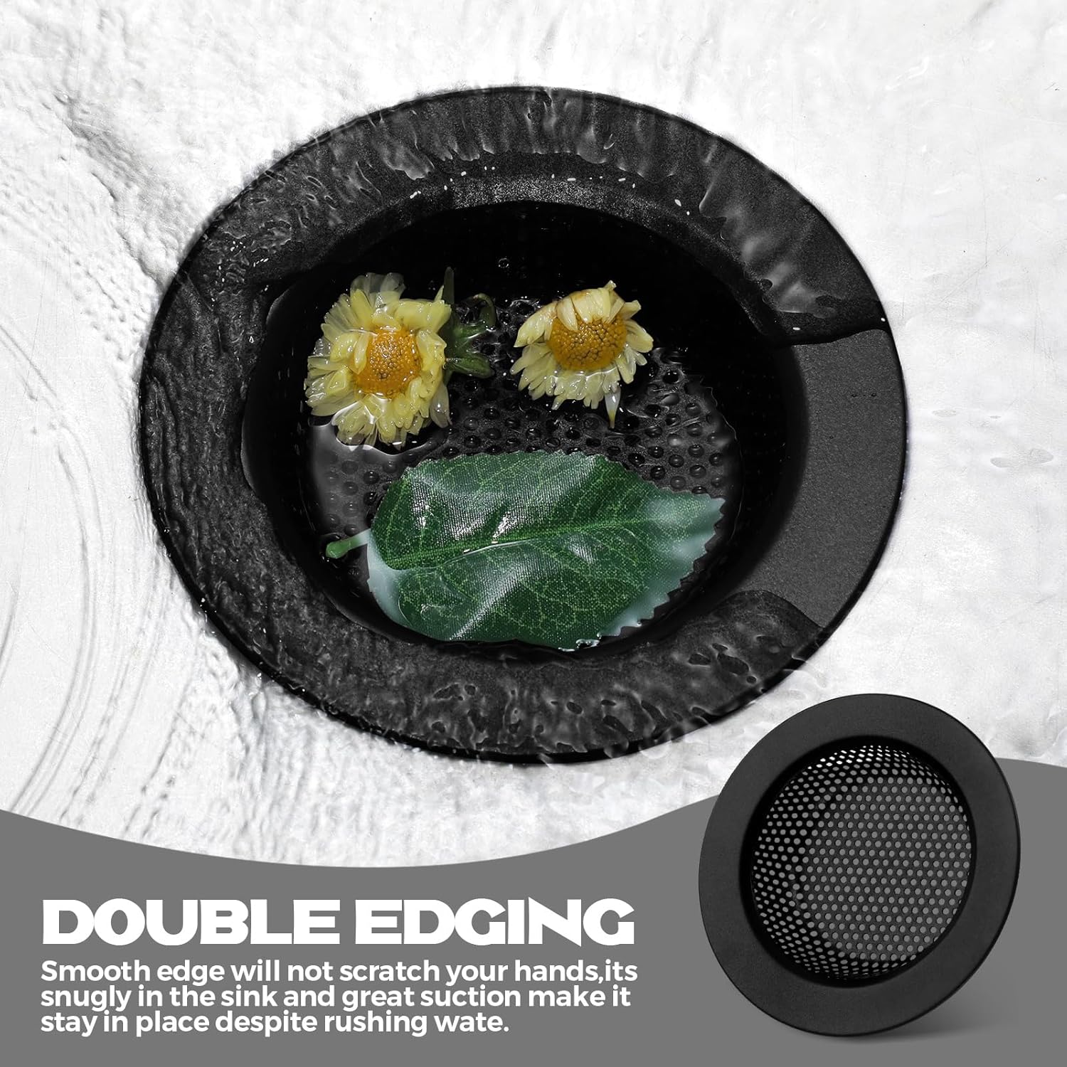 Retisee 2 Pcs Stainless Steel Sink Strainer Matte Black
