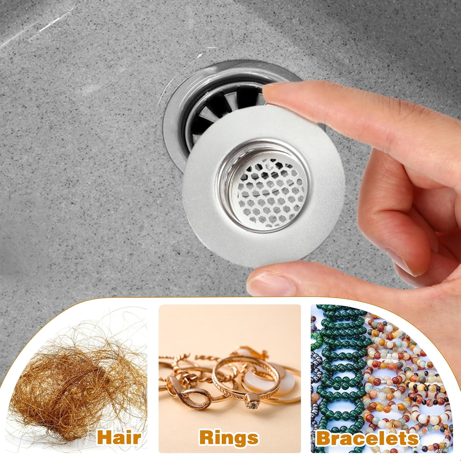 3pcs Stainless Steel Sink Strainers for Bathroom and Kitchen Use