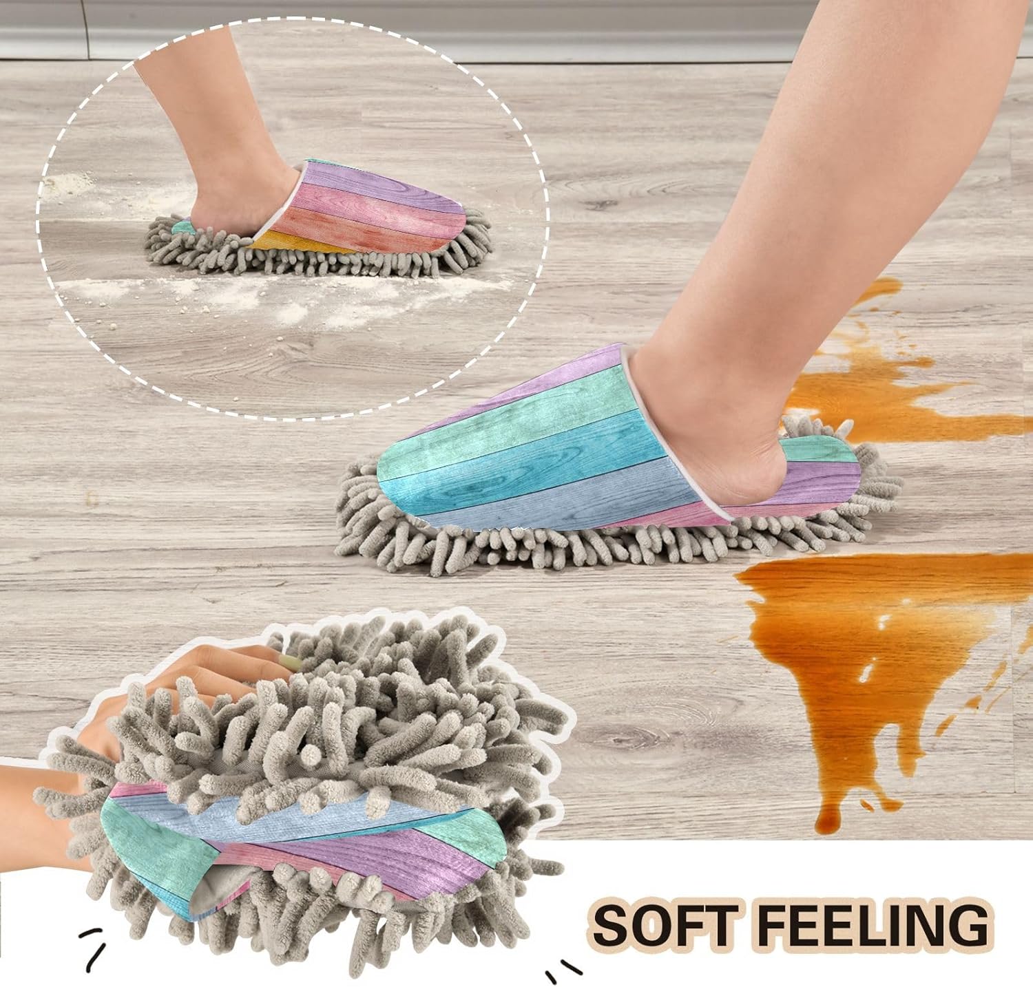 Kigai Microfiber Slippers with Wooden Pattern Size L