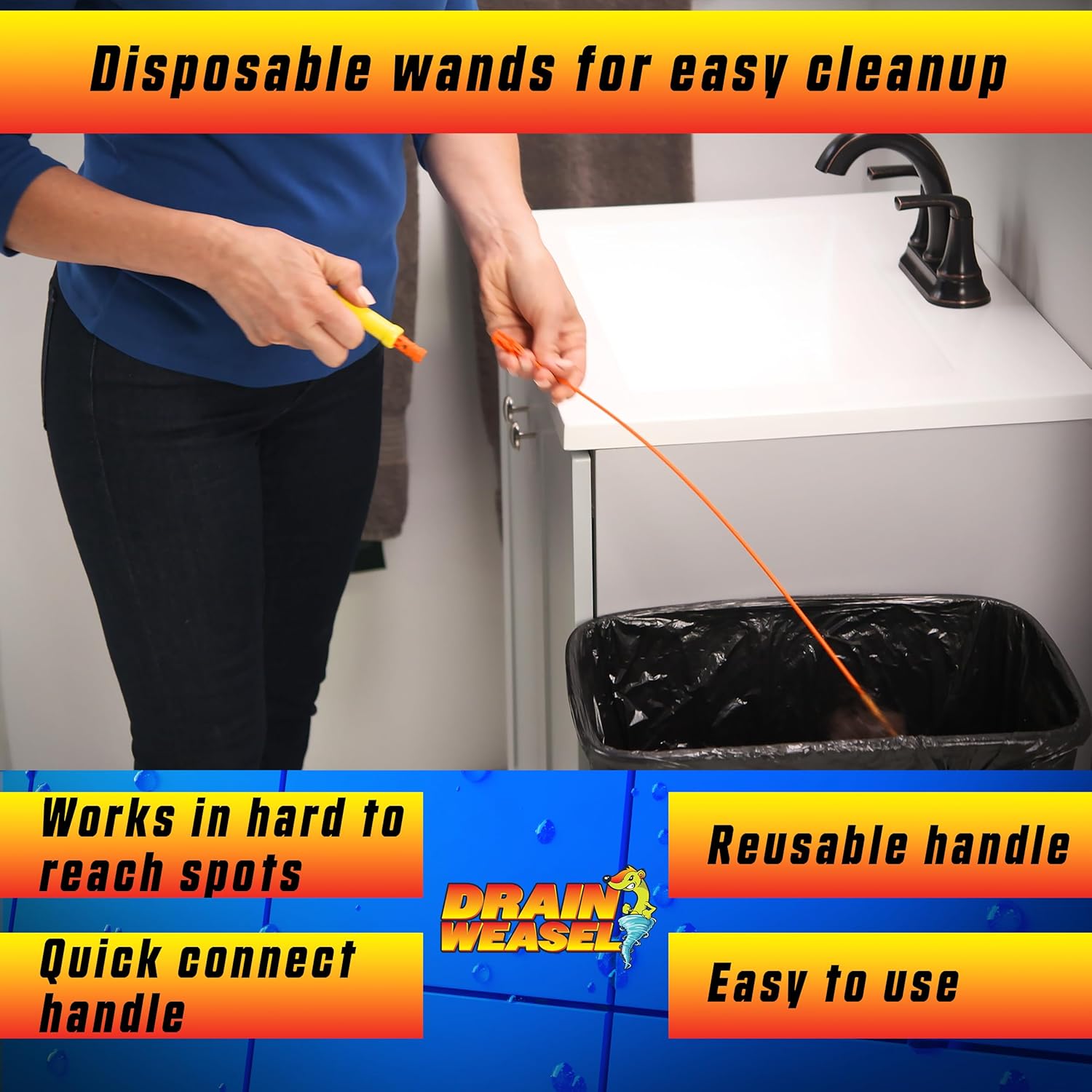 FlexiSnake Drain Weasel 3 Wand Clog Remover Tool