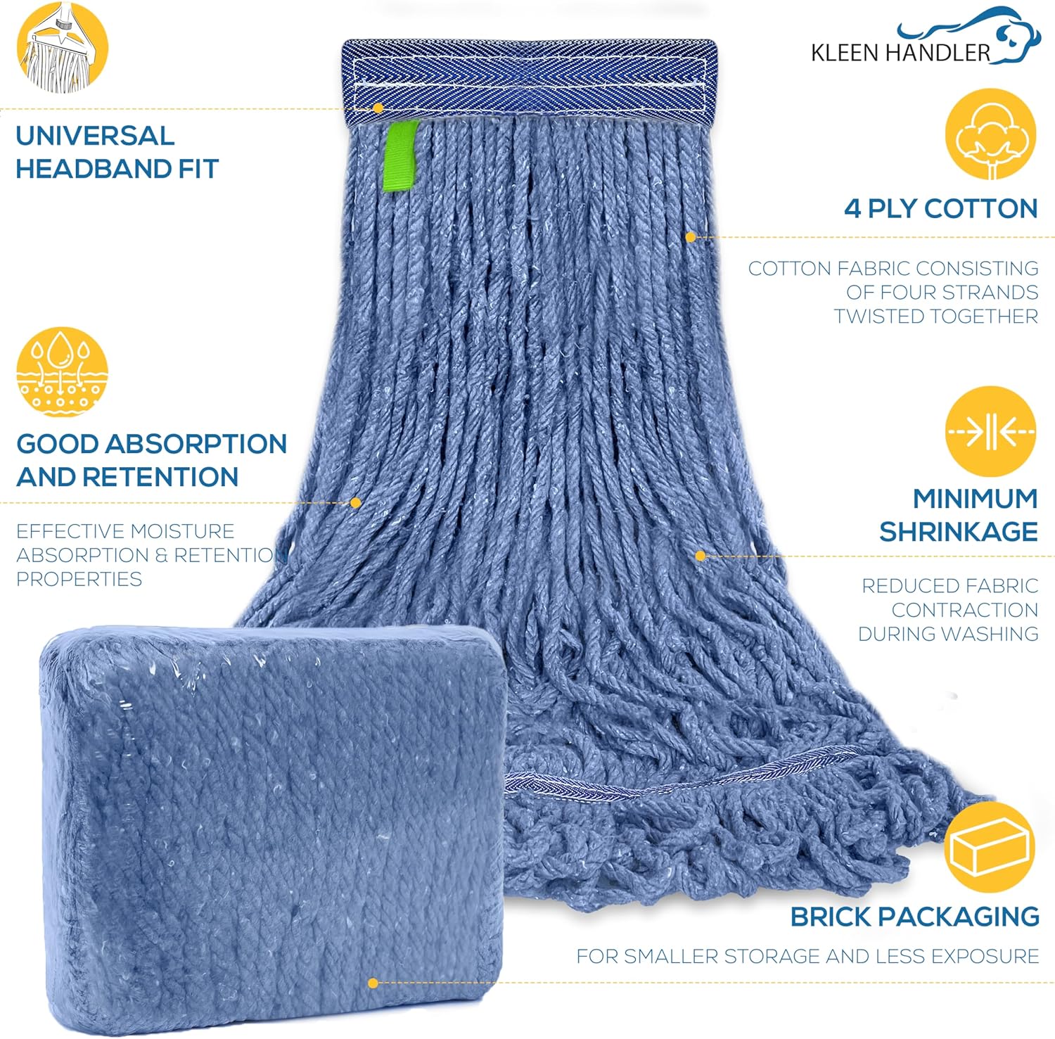 KLEEN HANDLER Blended Loop Mop Head 3-Pack