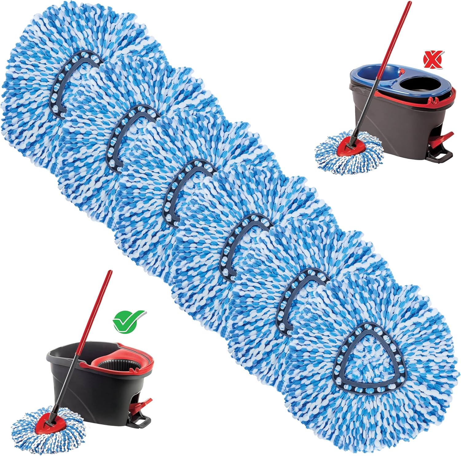 KLEEN HANDLER Microfiber Spin Mop Refill Heads 6-Pack Blue