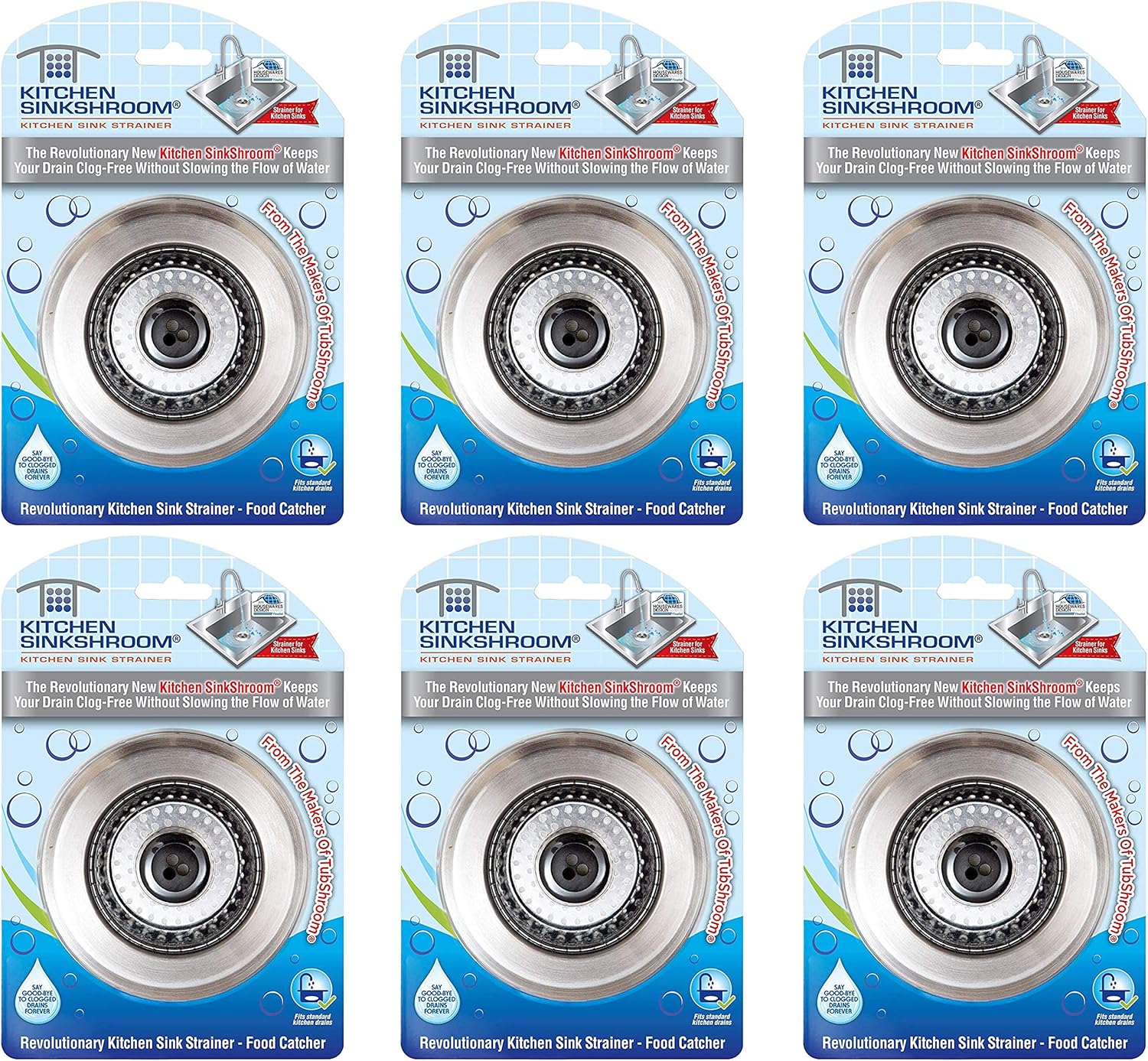 SinkShroom KSS682 Clog-Free Kitchen Sink Strainer 6 Pack 1